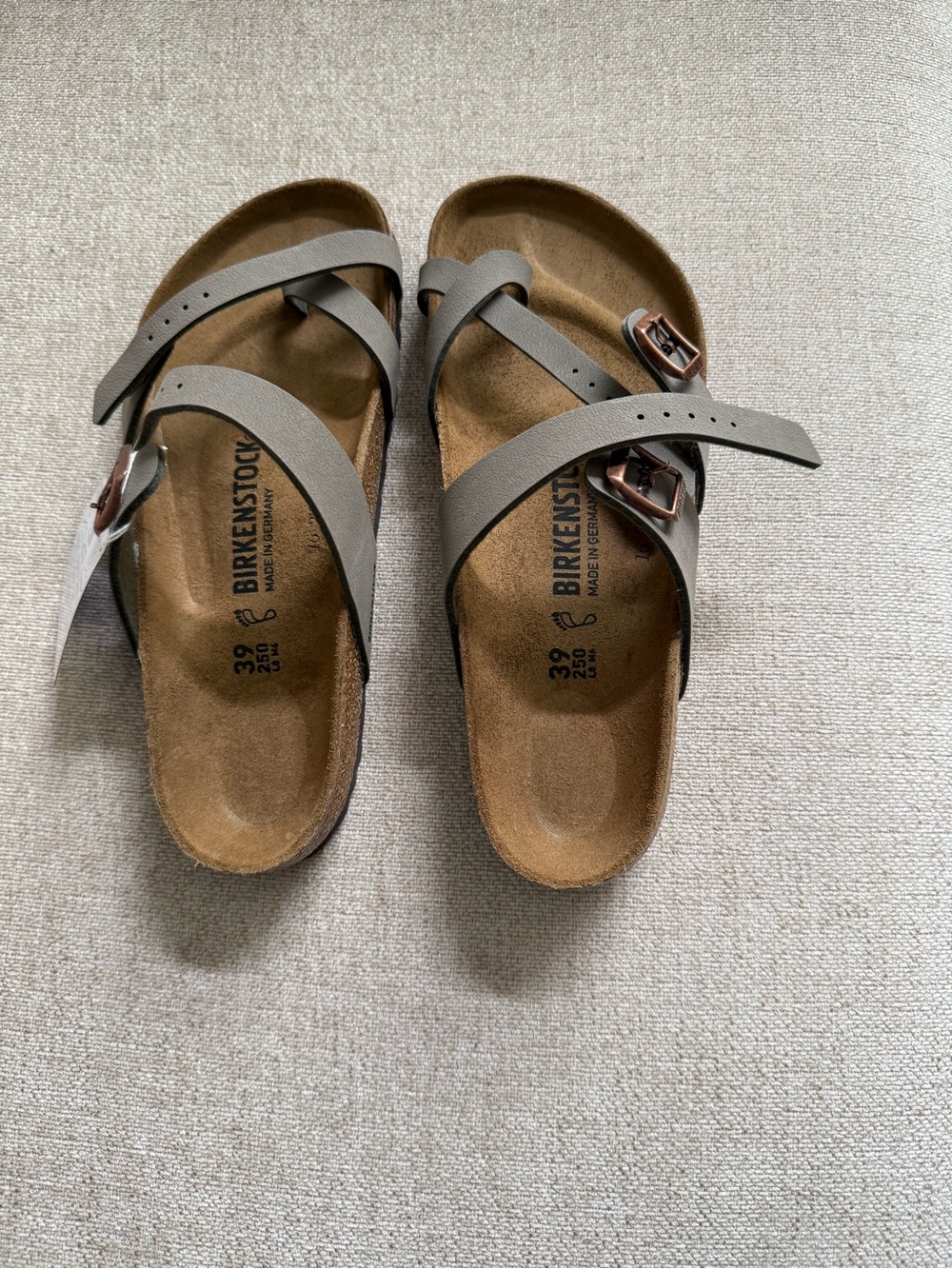 NWT Birkenstock Mayari Birko-Flor Sandals Stone Gray Size 39 US 8-8.5 - Picture 6 of 13